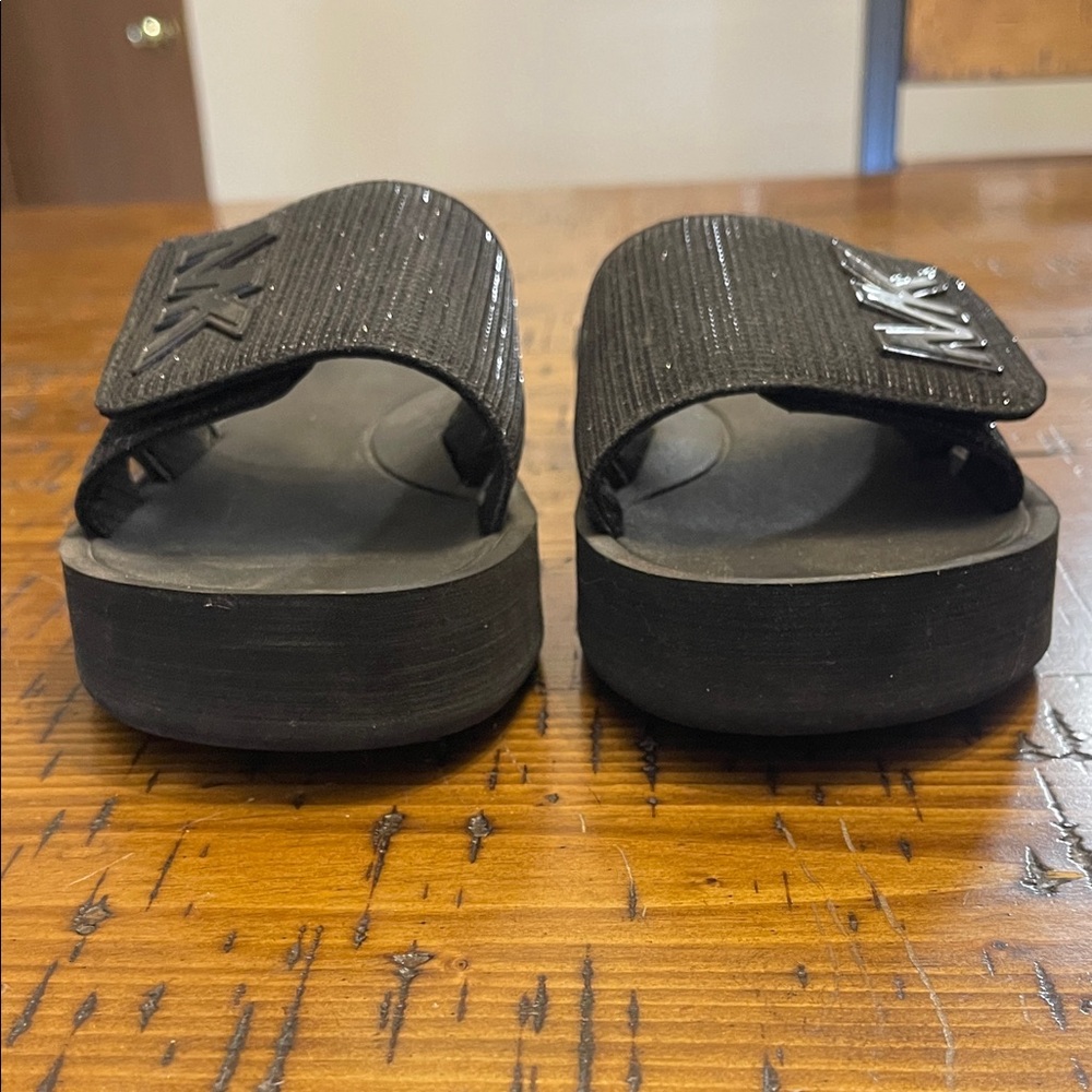 Michael Kors Black MK Logo Slide Sandals - Picture 3 of 3